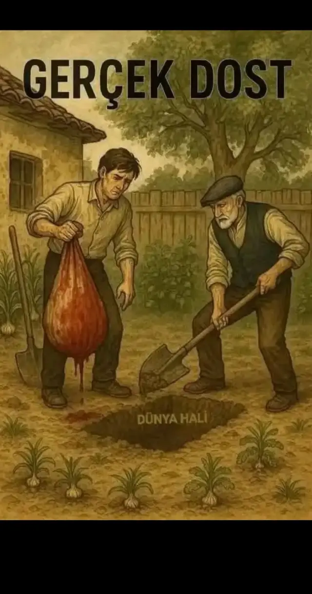Genç bir adam babasına her seferinde şöyle dermiş: benim çok dostum var senin ise bir tane Babası  “Oğlum, gerçek dost bir, bilemedin iki kişidir.   oğlu  tabi babayı dinlemez gene der benim çok dostum var. Bu konuşma zamanla tartışmaya dönüşür. En sonunda baba, oğluna bir ders vermek ve gerçek dostluğun ne olduğunu göstermek için bir sınav yapmaya karar verir. Bir akşam bir koyun keser ve cesedini bir çuvala koyar. Sonra oğluna der ki: “Hadi al bu çuvalı,  en güvendiğin dostuna  götür ve ondan yardım iste bakalım.”  ne diyecek çocuk çuvalı sırtlanır Çuvaldan kan sızmakta... Dışarıdan bakan biri, içinde bir insan cesedi olduğunu sanır. Delikanlı çuvalı sırtlar, en güvendiği dostuna gider ve kapıyı çalar. Dostu çuvalı görünce korkar, kapıyı hızla yüzüne kapatır. Delikanlı başka dostlarının kapısını da çalar, Ama sonuç hep aynıdır: Hiçbiri onu içeri almaz. Yıkılmış bir hâlde geri döner babasına: “Haklıymışsın baba,” der. “Bu dünyada gerçek dost yokmuş, ne sana ne bana...” Babası tebessümle karşılık verir: “Hayır evlat, şimdi sıra benim dostum da Şimdi al çuvalı, bu defa ona git.” Genç adam tekrar çuvalı sırtlar, alnından ter damlar. Babasıyla olan dostun kapısını çalar. Kapı hemen açılır, içeri alınır. Dost, onu bahçeye götürür. Birlikte bir çukur kazarlar ve çuvaldaki koyunu gömerler. Üzerini toprakla kapatıp, belli olmasın diye sarımsak ekerler. Delikanlı sevinçle döner babasına: “Baba, işte gerçek dost buymuş!” Babası ise yine sakin bir ifadeyle der ki: “Henüz erken oğlum. Yarın git, onunla bir tartışma çıkar. Hiç çekinmeden iki tokat at. İşte o zaman anlayacağız, gerçekten dost mu değil mi. Sonra gel ve olanları anlat.” Genç adam ertesi gün dostunun yanına gider. Küçük bir tartışma çıkarır ve istemeden de olsa iki tokat atar. Dost tokatları yedikten sonra sadece şunu söyler: “Git babana söyle: Biz, iki tokatla satmayız sarımsak tarlasını...” __________________ Yolumuz sevgiye iyiye güzele vefalı dostlara rast gelsin inşaAllah 🌹 __________________________