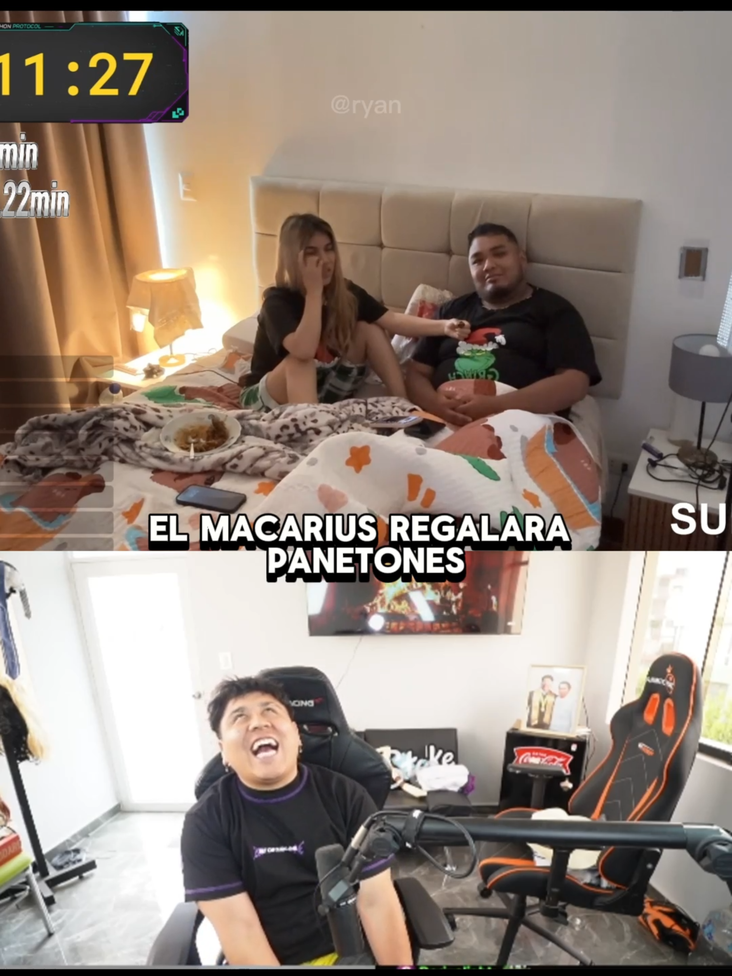 Macarius reacciona al extensible de Smash y Sandra. Donara panetones para la chocolatada#ryan.a92edits #sandraskins #smashdota #smashkins #elmacarius