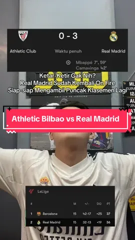Bukan hal yang mengejutkan Real Madrid bisa membantai Athletic Bilbao dengan skor 0-3 di La Liga, dan saat ini hanya terpaut satu point saja dengan Barcelona, siap-siap aja nih akan disusul lagi 😎 #laliga #realmadrid #athleticbilbao #barcelona #mbappe 