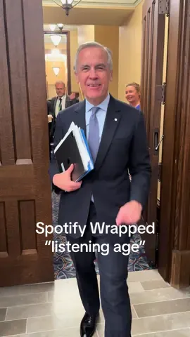 Can you guess Mark Carney’s Spotify Wrapped “listening age”?  I failed to get his Top 5 tho. Sorry chat  #markcarney #spotifywrapped #politics #music #cdnpoli 