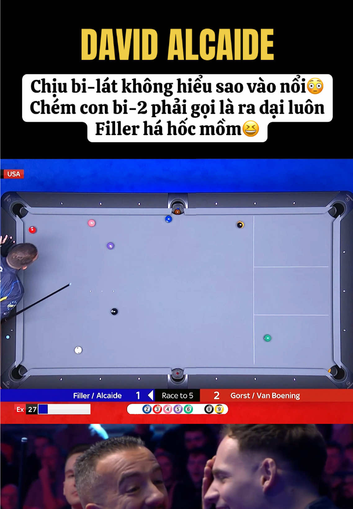 Filler há hốc mồm khi Alcaide chém con bi 2 😆 Chịu luôn :))  #mosconicup #joshuafiller #davidalcaide #billiards #thinhhanh 