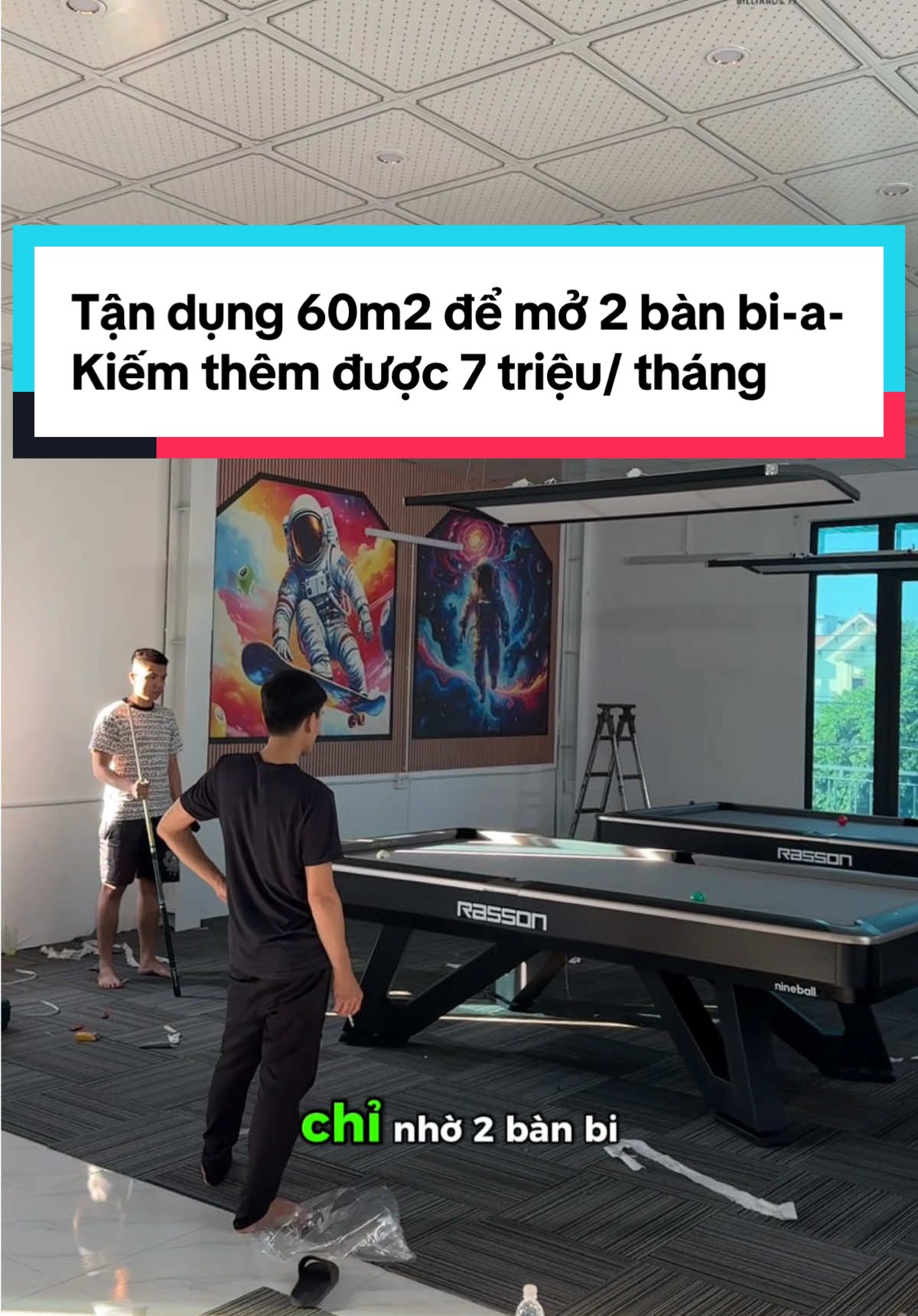 Tận dụng 60m2 để mở 2 bàn bi-a-Kiếm thêm được 7 triệu/ tháng #KinhDoanhBida #SetupBida #BidaỞQuê #MôHìnhKinhDoanh #HuyDRBilliards