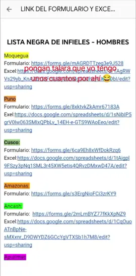 pongan talara, que tengo para funar a los del merino y a los del Senati 🤭 aquí les dejo los links Link 1 https://Lista-negra-peru-sigma.vercel.app Link 2  https://docs.google.com/spreadsheets/d/1n6j9b2gl6Zp6bP4z9R3Lnkf25NglJyD7/edit?usp=drivesdk&ouid=106551750386894899943&rtpof=true&sd=true&usp=embed_facebook Link 3   https://docs.google.com/document/d/1oShL0_eO6USXtYIU8EhJtJBxUC7fB3E3RGKhtimM2Ik/edit?usp=sharing #listanegradelasgirls #listadeinfieles  #fyppppppppppppppppppppppp #parati 