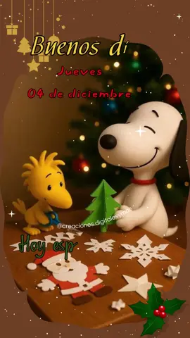 Jueves 4 de diciembre #buenosdias #Snoopy #adachajon.gt #jueves #4dediciembre #navidad