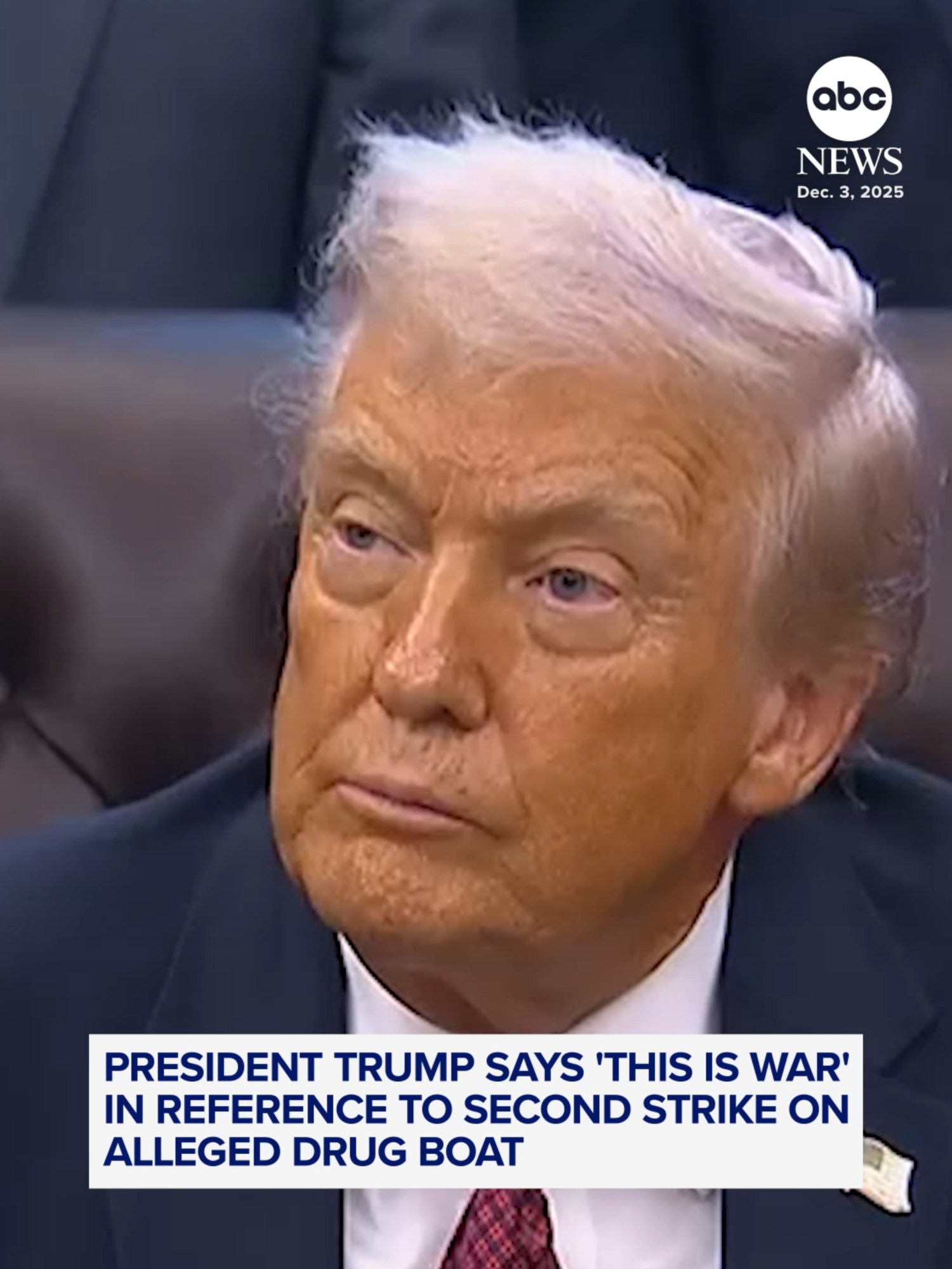ABC News' Selina Wang asked President Trump about the Sept. 2 missile strike on an alleged drug boat and if military officials, including Secretary Pete Hegseth, could face consequences if it is found that survivors were killed while clinging onto the boat.   
