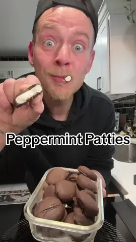 Save this candy recipe for Homemade Peppermint Patties 😁 I make these every year and always turn out great #homemadecandy #peppermintpatties #peppermint #patties #EasyRecipe  Recipe 👇  Peppermint Patties  1 TBS. Butter (softened)  1/4 C. Marshmallow Fluff  Pinch of Salt  1/2 tsp. Peppermint Extract  1/2 tsp. Vanilla  1 TBS. Water  2-3 C. Powdered Sugar  2 C. Chocolate (I used Dark)  In a bowl cream together the butter, marshmallow fluff, extracts, and salt til fully combined. Add the water and powdered sugar, mix together; if your dough is still sticky after adding sugar slowly add in more powdered sugar about 1TBS at a time til it forms a dough you can handle. Next roll out small balls, flatten, and put it on your pan. Freeze for 1 hour. Melt chocolate and dip frozen patties place back onto pan. Freezer the peppermint patties again for another 5 minutes to allow the chocolate to set. Store in airtight container in refrigerator.  🥰  Make them festive for treat gifting by simply adding colorful toppings like sprinkles, crushed candy canes, or even just plain. 