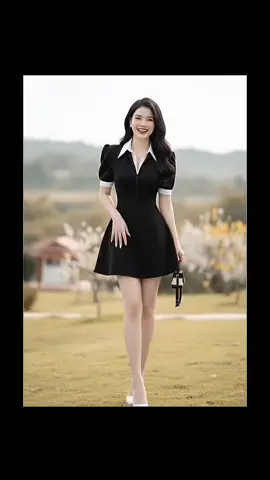 Đầm Váy Dáng Ngắn Cổ Trụ Thời  nữ #outfit #vayxinh #lenxuhuong #muataitiktok 