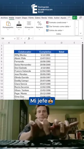 Calcula cuántos años tiene una persona sólo con esta función en Excel.😎👇🏼 #excel #excelbasico #exceltips 