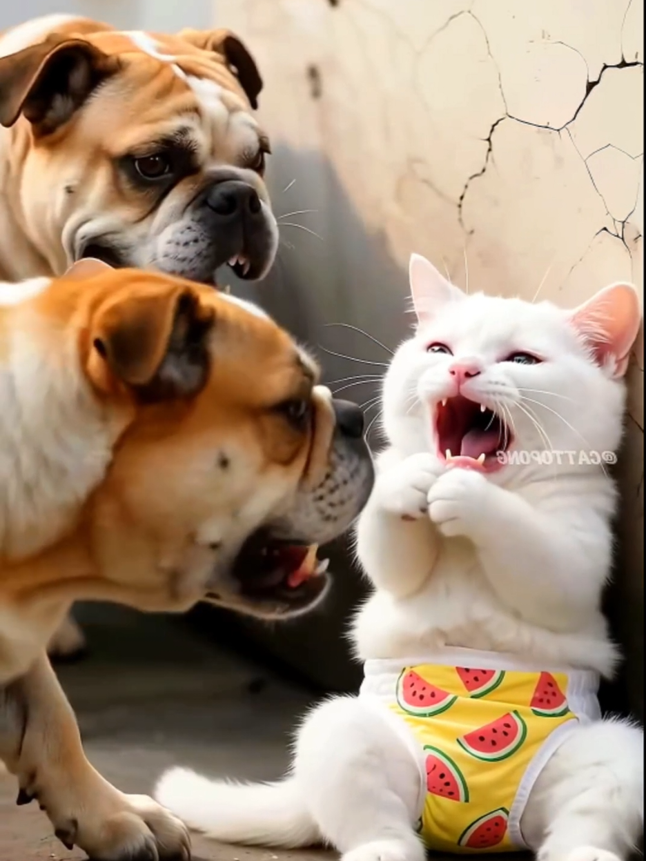 Dog vs. Kitten: Dad Cat Avenge Arc! 🥊🔥  #kittensoftiktok #orangecat #funnycats #cats #cartoons 