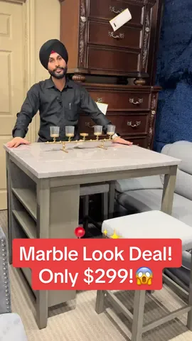Pub-Height Marble-Look Table + 2 Stools — ONLY $299! 🪑✨ Upgrade your space with this sleek, modern set at an unbeatable price. Limited stock only — grab yours before it’s gone! Visit us at 11 Stafford Drive, Brampton 📍 or call 905-461-3740 ☎️. #FurnitureSale #BramptonDeals #MarbleLookTable #HomeStyleCanada #FurnitureFinds #DiningSet #GTADeals #LimitedStock #DealAlert #TikTokMadeMeBuyIt #InstaHome #BudgetFinds #gtafurniture #bramptonfurniture 