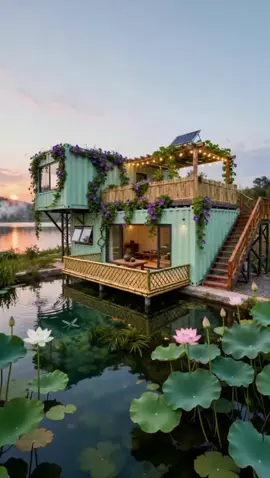 Phần 114: ​💖 Nhà Container 2 tầng TRÊN MẶT NƯỚC Homestay Cực Chill View Hồ Sen 🌸 Thiết kế Container Xanh Pastel + Giàn Hoa Tím Mộng Mơ 💜 | Sống hòa mình thiên nhiên Ý tưởng Nhà Lắp Ghép THIẾT KẾ ĐẸP dùng Năng Lượng Mặt Trời ☀️ ​#NhàĐẹpContainer #NhàLắpGhép #ContainerHouse #HomestayĐẹp #KiếnTrúcXanh