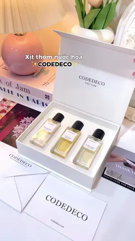 Set 3 chai mùi nào cũng thơm lun á ✨ #codedeco #codedecovietnam, #nuochoacodedeco #xitthom #nuochoa @𝐂𝐎𝐃𝐄𝐃𝐄𝐂𝐎® 
