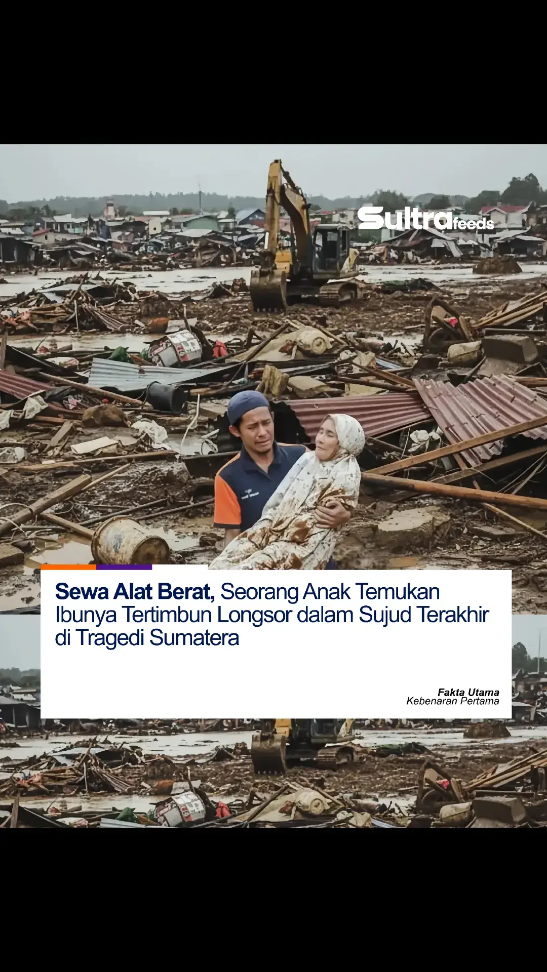 NASIONAL – Tragedi longsor dan banjir bandang yang melanda wilayah Sumatera menyisakan kisah pilu seorang anak yang harus mengevakuasi jasad ibunya dari tumpukan lumpur dan puing. Dengan alat berat yang ia sewa sendiri, proses pencarian berubah menjadi momen paling menggetarkan dalam hidupnya. Air matanya terus mengalir bukan hanya karena kehilangan, tetapi karena cara Tuhan mempertemukan kembali dirinya dengan sang ibu. Di antara bau lumpur, reruntuhan, dan dinginnya terpaan air, ia menemukan ibunya bukan dalam posisi terbaring, melainkan bersimpuh. Jasad wanita itu, yang masih mengenakan mukena putih, utuh dan tampak tenang, seolah mengabadikan sujud terakhirnya kepada Sang Pencipta. Longsor datang ketika sang ibu tengah melaksanakan sholat. Di saat tanah berguncang dan dunia di sekitarnya runtuh, ia memilih tetap teguh dalam ibadahnya. Baginya, Allah lebih besar dari ketakutan. Ia pergi bukan sebagai korban bencana semata, tetapi sebagai sosok yang mempertahankan ketakwaannya hingga napas terakhir Syahidah Sujud, demikian anaknya mengenang. Sang anak memeluk mukena basah yang menyelimuti jasad ibunya. Meski dingin lumpur meresap ke tubuhnya, ia mengaku merasakan kehangatan yang tak dapat dijelaskan. Duka kehilangan memang menghantam, tetapi cara ibunya kembali kepada Tuhan justru menjadi penghormatan yang tak ternilai. “Ibu telah mengajariku bahkan di akhir hidupnya. Sholat adalah benteng, sekalipun air bah menghantam,” ungkapnya dengan suara bergetar. Ia menutup kesaksiannya dengan rasa syukur. Di balik luka mendalam, ia menemukan ketenangan melalui pesan keimanan terakhir sang ibu: Pilihlah Allah, dan Dia akan memilihkan cara terbaik untuk menjemputmu. #sultrafeeds #tragedisumatera #sumaterabarat #sumaterautara #aceh 