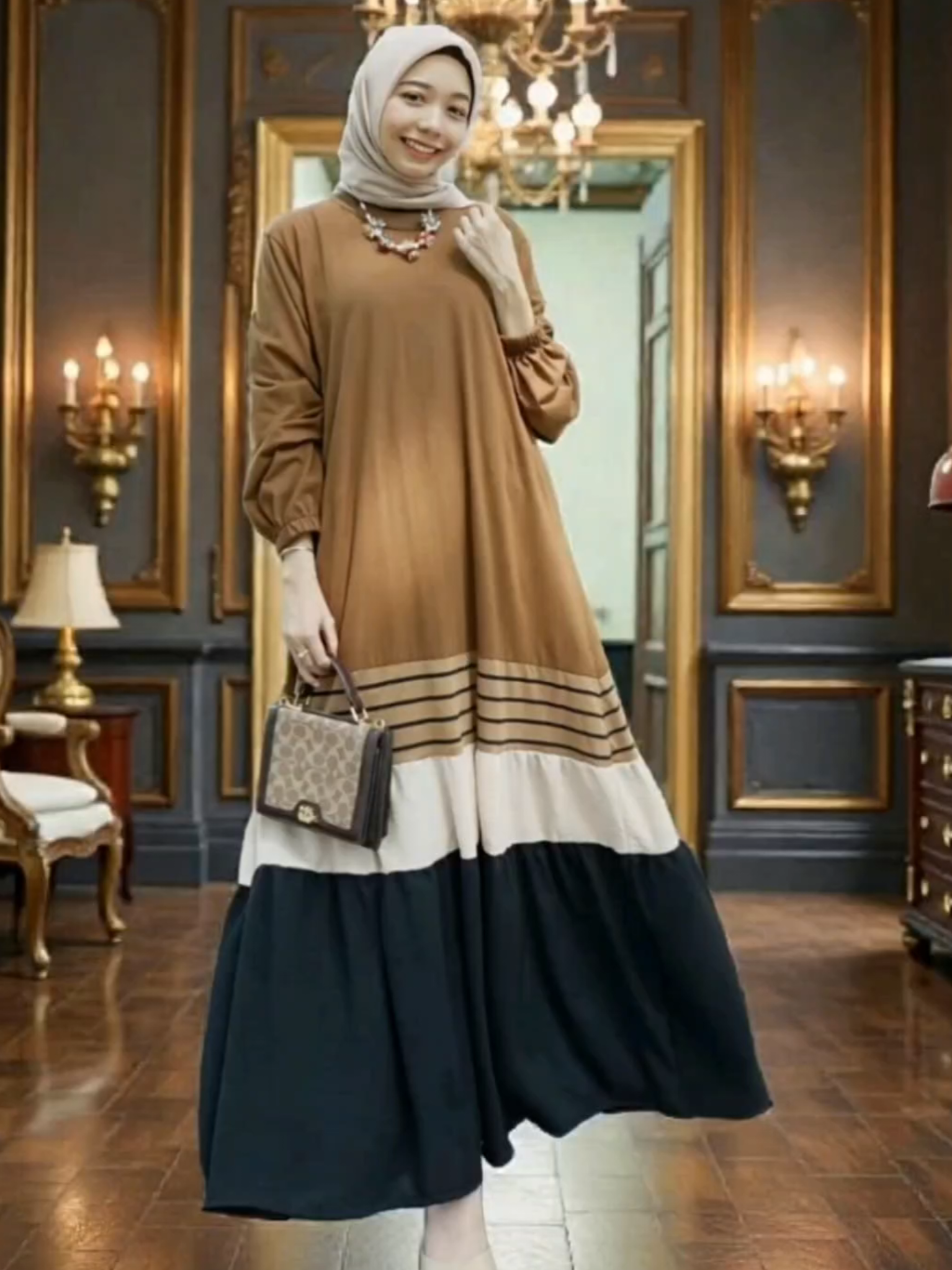 Diana Dress Cantik by Tunicis Gamis Muslim Lembut Santai Combed Stripe #gamis #dress #premium #fashion #viral 