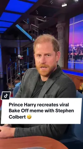#PrinceHarry recreating an iconic #AlisonHammond moment from #GBBO with #StephenColbert was not what we were expecting today! 🤣 🎥: @colbertlateshow 
