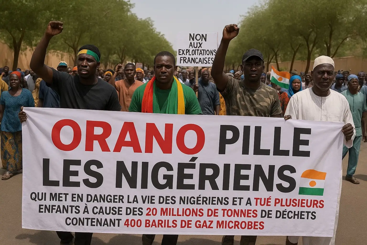 Ce qui se passe au Niger choque le monde entier… Des millions de tonnes de déchets toxiques, des barils de gaz dangereux, des villages entiers contaminés… et des enfants qui ont perdu la vie. 😭💔 Le peuple nigérien se lève ! ✊🏾🇳🇪 Une marche historique, une colère qui fait trembler la planète : « Plus jamais ça ! Justice pour les Nigériens ! » Les manifestants dénoncent l’entreprise française ORANO, accusée d’avoir laissé 20 millions de tonnes de déchets et 400 barils de gaz microbien, mettant en danger la santé et la vie des communautés locales. Aujourd’hui, Niamey crie fort : « Notre terre n’est pas une poubelle ! Notre peuple mérite la vie, la dignité et le respect ! » 💪🏾🔥 #Jus#JusticePourLeNigero#StopPollutiona#OranoGater#ForceAuPeupleNigérienveAES