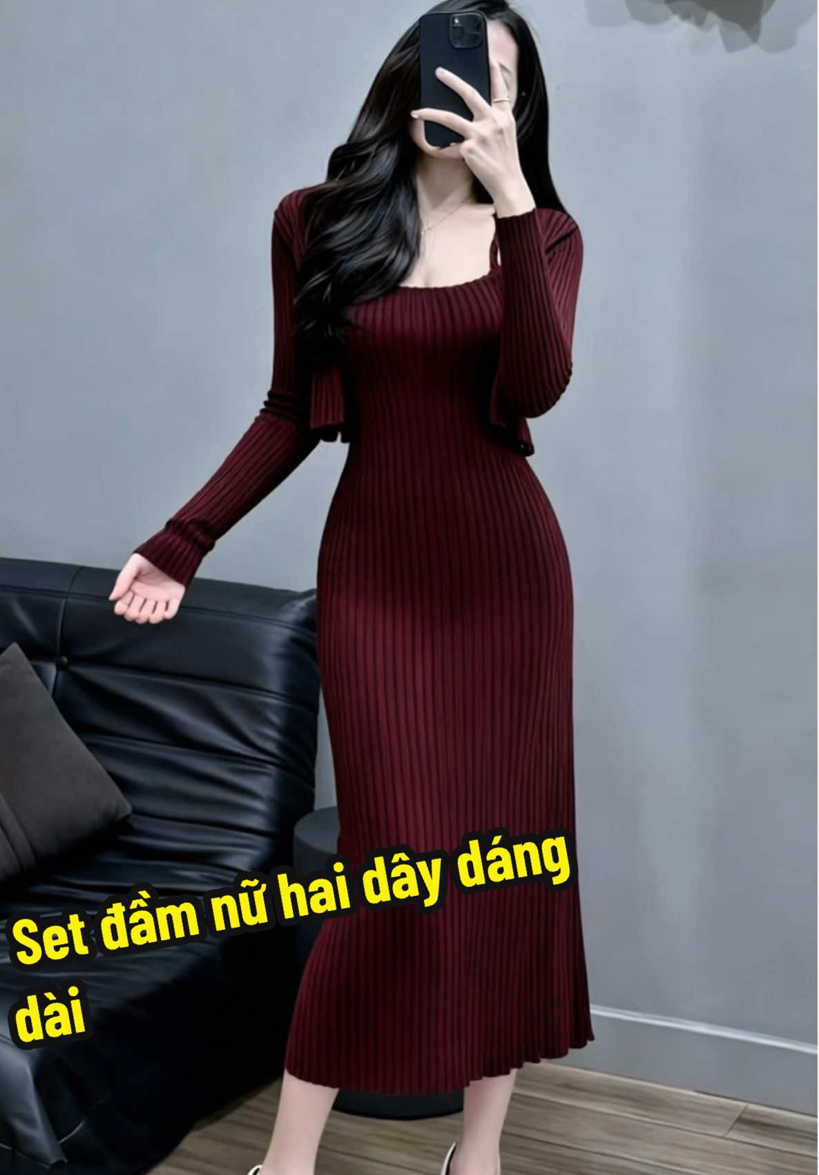 Set đầm nữ hai dây dáng dài ôm body #setnuxinh #set2day #setdamxinh #vaynuxinh #xuhuong  