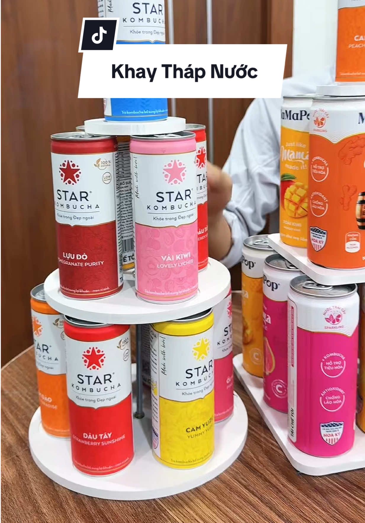 Khay tháp gỗ bầy trang trí nước ngọt ,bia #haohomhinh #khaythapnuoc 