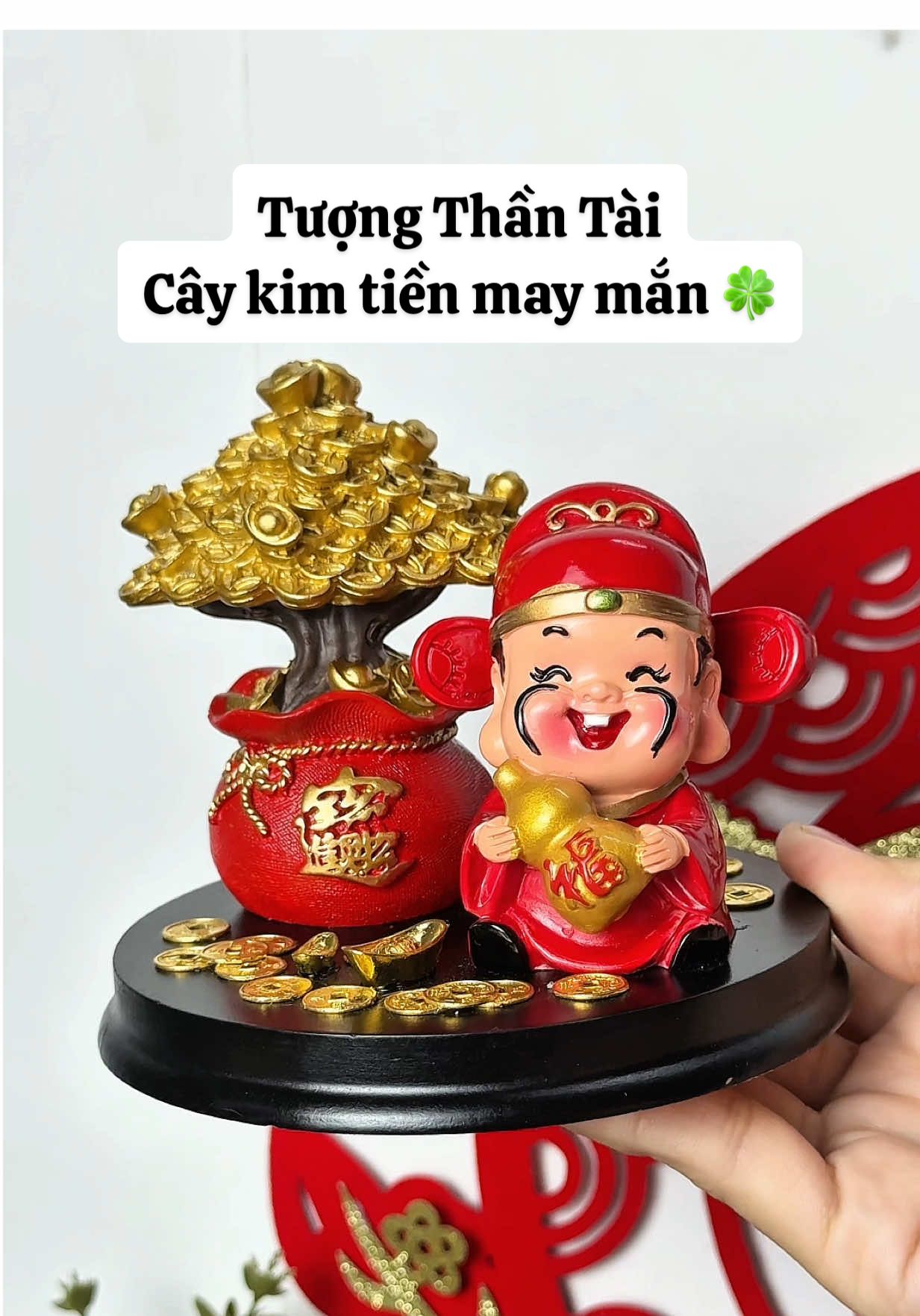 Tượng Ông Thần Tài & Cây kim tiền mini để bàn may mắn 🍀 #tuongthantai #tuongthantaivacaykimtien #phongthuy #ongthantai #thantaideban