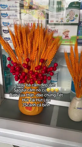 Bình hoa lúa mạch đào đông chưng tết 75k hút tài hút lộc #binhhoa #binhbonglua #binhbongluamach #hoachungtet #hoatet 