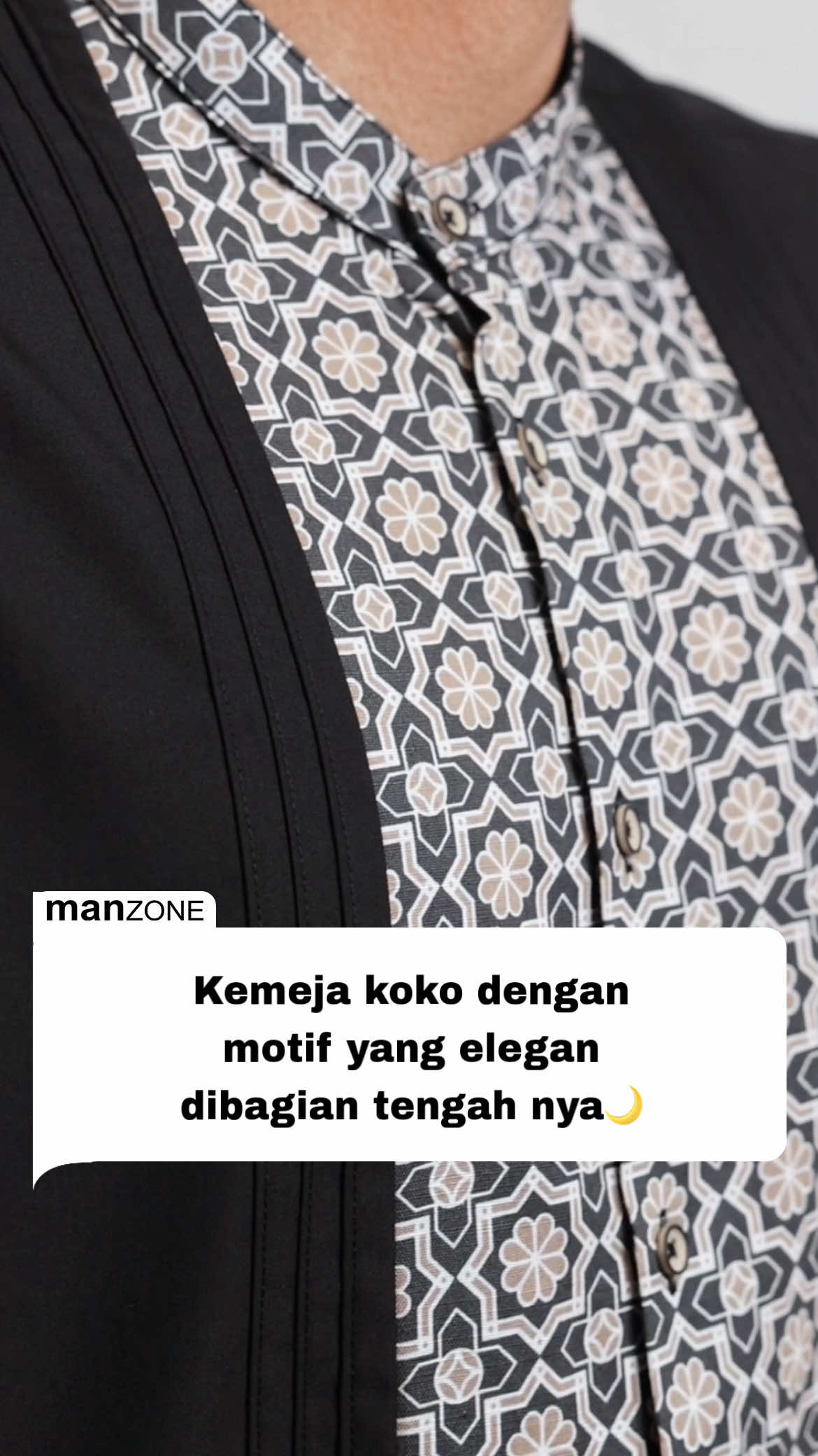 Kemeja koko lengan pendek yang elegan🌙 #manzone #muslimwear #bajukoko #kemejakoko #outfitlebaran 