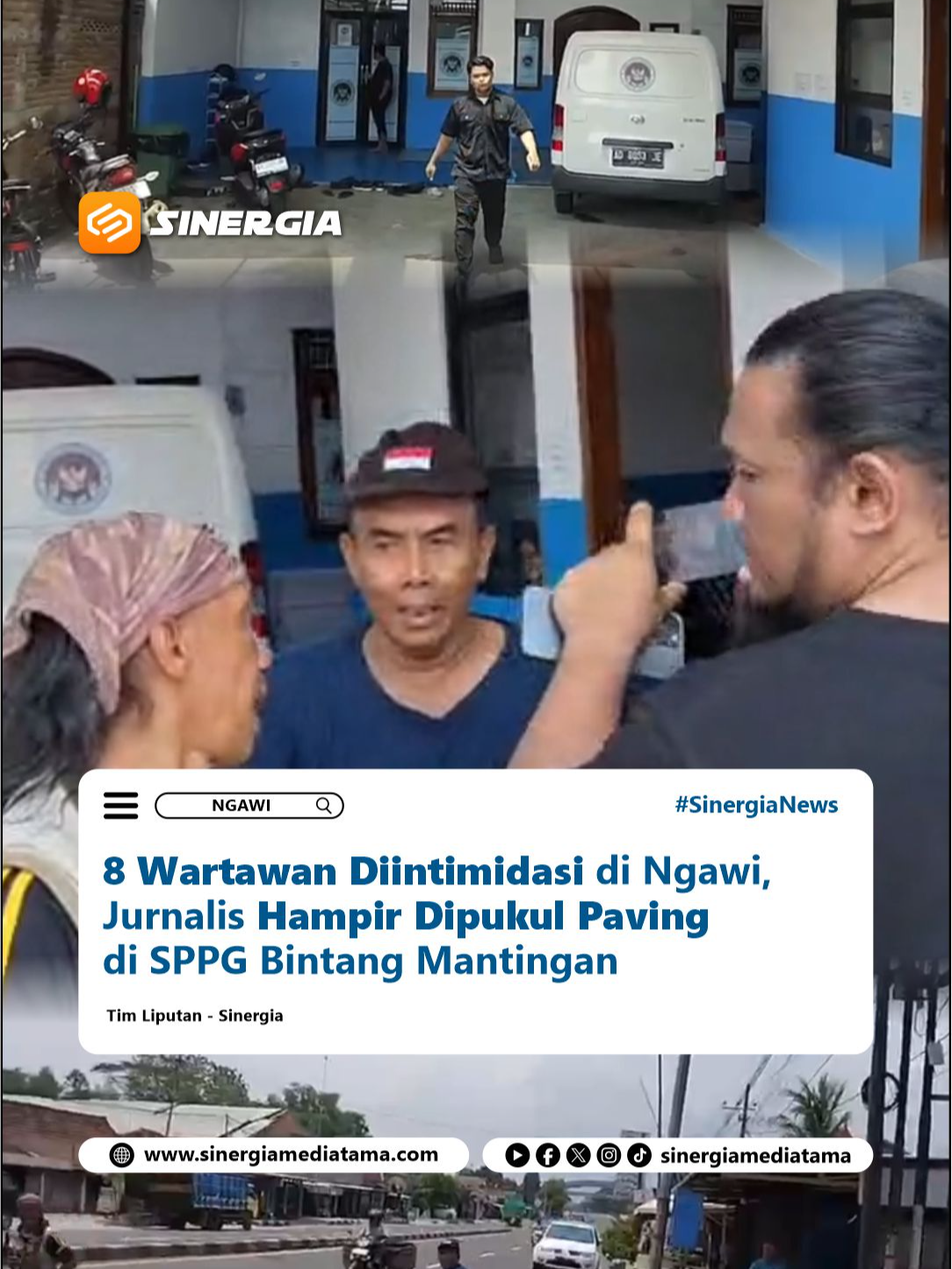 Sinergia | Ngawi – Insiden intimidasi terhadap jurnalis terjadi di Kabupaten Ngawi, Jawa Timur. Delapan wartawan dari berbagai media mengaku diusir dan mendapat perlakuan kasar saat meliput kegiatan petugas Dinas Kesehatan (Dinkes) Ngawi di Satuan Pelayanan Pemenuhan Gizi (SPPG) Bintang Mantingan, Kamis (04/12/2025) siang. Bahkan, seorang jurnalis dikabarkan hampir dipukul menggunakan paving dan papan kayu oleh pria tak dikenal. Para wartawan yang berada di lokasi adalah Ari Hermawan (Suara Indonesia), Aris Purniawan (SKH Memorandum), Ito Wahyu (JTV Madiun), Suratno (CNN Indonesia), Imam Mustajab (Solopos Media Group), Asfi Manar (MNC Group), Asep Syaeful Bachri (Jawa Pos Radar Madiun), serta Joko Wahyono (SCTV). Suratno, jurnalis CNN Indonesia, menuturkan bahwa dirinya bersama tujuh rekan media lain tiba-tiba diminta pergi oleh seorang pria saat sedang mengambil gambar proses pengambilan sampel makanan oleh petugas Dinkes. Atas kejadian tersebut, para jurnalis berencana melaporkan dugaan intimidasi dan penghalangan kerja pers kepada pihak kepolisian. Mereka menilai tindakan tersebut melanggar undang-undang yang menjamin kemerdekaan pers serta keamanan jurnalis dalam menjalankan tugas. Baca berita selengkapnya di : www.sinergiamediatama.com #Intimidasi #Wartawan #Pers #DinkesNgawi #MBG #DugaanKeracunan #SPPGBintangMantingan #cnnnews #mnctvnews #SCTV #SoloPos #JTV #BeritaTerkini #Ngawi #BeritaNgawi #InfoNgawi #NgawiRamah #NgawiHits #BeritaMagetan #IniMagetan #MagetanHits #BeritaMagetan #BeritaPonorogo #BeritaKabMadiun #SinergiaNews #SinergiaMediatama