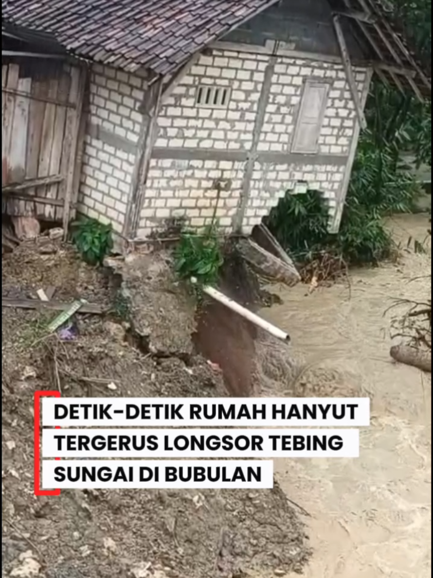 Pada hari Kamis tanggal 04/12/2025 pukul 15.30 wib, terjadi hujan deras yang mengakibatkan debit air kali Clebung bertambah, sehingga mengakibatkan rumah Ibu Sulastri (63) bagian dapur yang berada di bantaran kali clebung RT. 03 RW. 01, Desa Clebung, Kecamatan Bubulan mengalami longsor hingga ambruk terbawa arus. Beruntung tidak ada korban luka maupun jiwa dalam peristiwa tersebut. Kejadian ini masih ditangani oleh pemerintah setempat. #bojonegoro #beritabojonegoro #bojonegorotv 