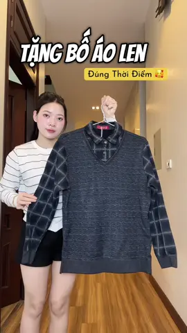 Áo len lót nỉ nhung bố mặc vừa ấm vừa phong độ, lịch sự. Sắp lạnh sâu rồi các mom tranh thủ mua tặng bố sớm đi ạ #aolentangbo #lammecungthuy #aolentrungnien #aolennam #aobo 