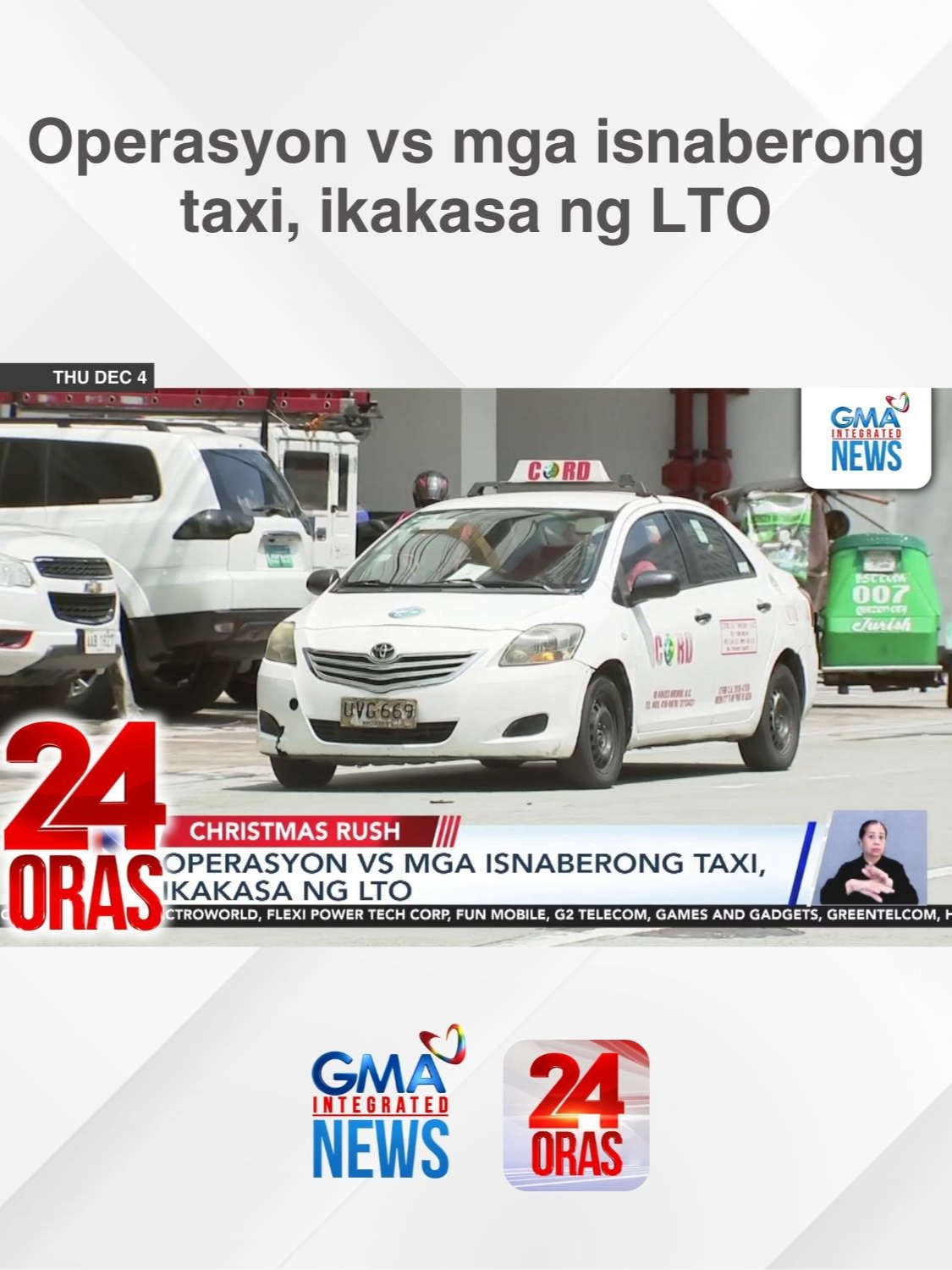 Nagbabala ang LTO laban sa mga isnaberong taxi driver na nagsasamantala sa dami ng mga commuter ngayong magpapasko. Sinita naman ng MMDA ang mga sagabal umano sa mga kalsada malapit sa mga mall. | 24 Oras #BreakingNewsPH #GMAIntegratedNews #24Oras