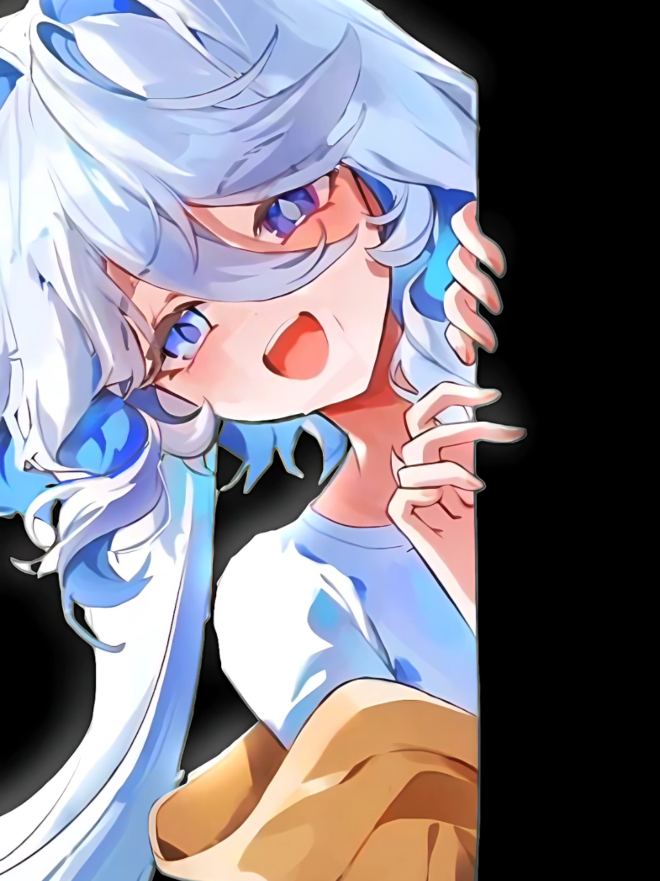 Amoled Furina 💙🖤   Save wallpaper in my bio 🔗  #furinagenshinimpact #animewallpaper #aestheticwallpaper #amoled #furina 