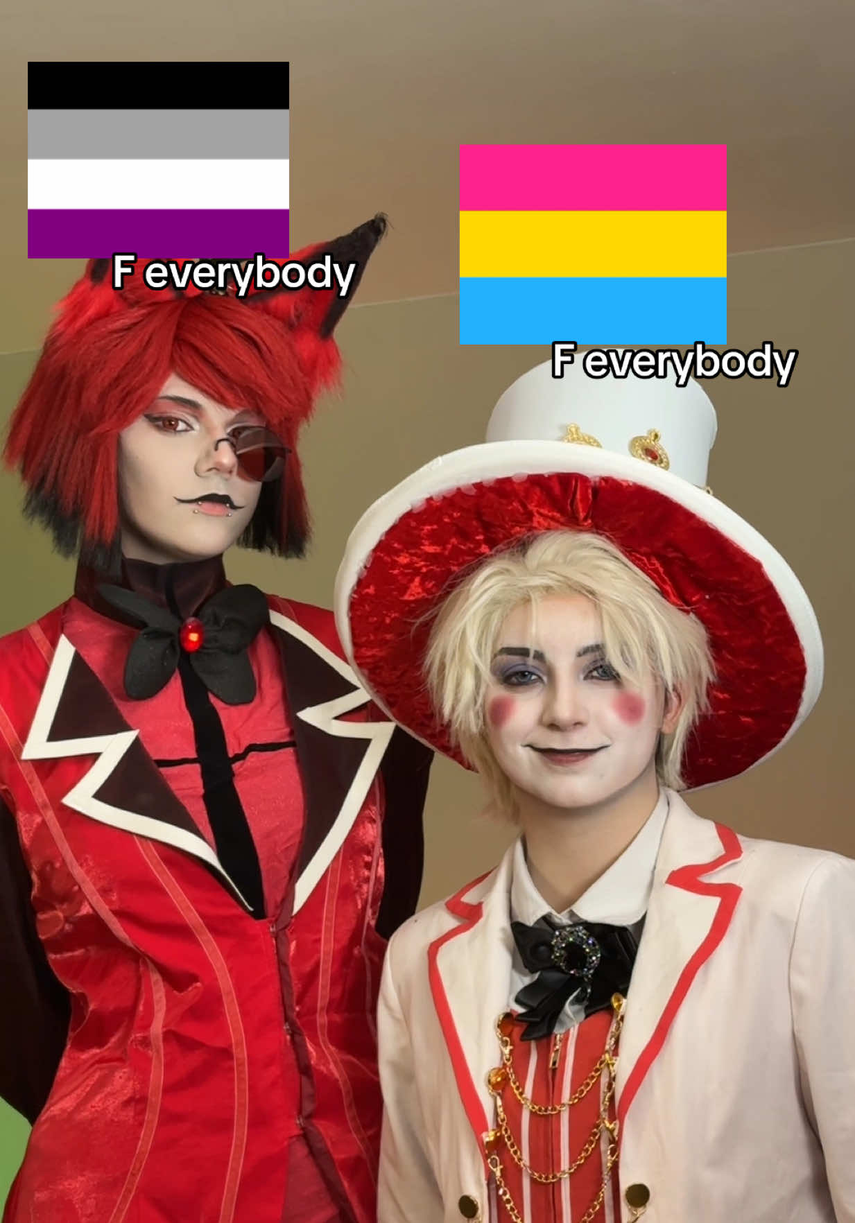 The only time they agree al: @𝚌𝚑𝚊𝚗𝚗𝚒 #lucifer#alastor#hazbinhotel#lucifercosplay#alastorcosplay