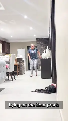 Laying on the floor pranks 🤣🤣#scareprank #family #jumpscare #fyp #funny 