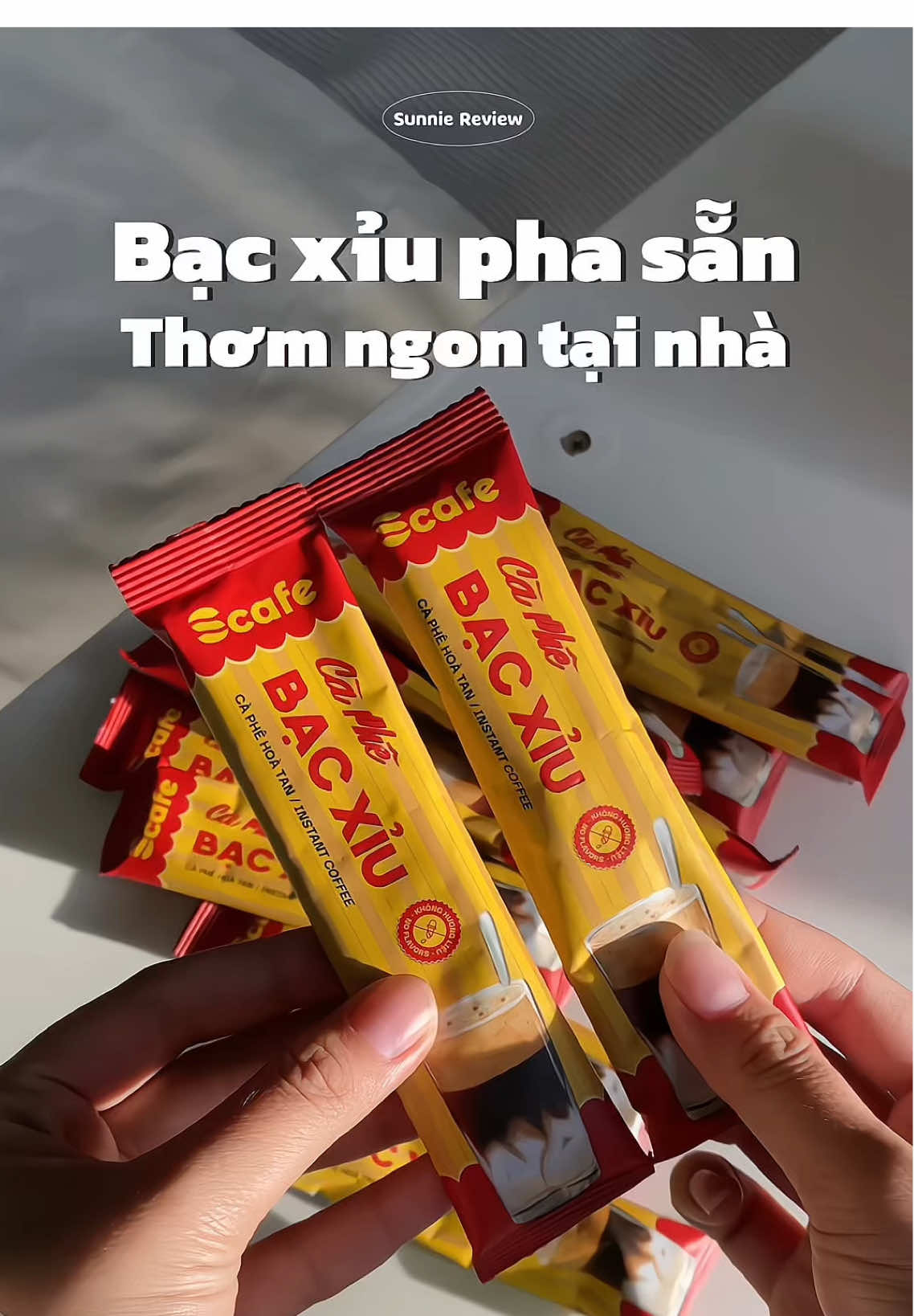 Bạc xỉu Scafe pha sẵn tại nhà, thơm ngon lắm #sunnie #scafe #caphebacxiu #bacxiu 