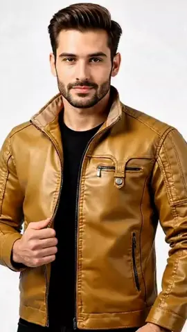 Jaket Semi Kulit Pria PU Hitam Coklat, Stok Terbatas! #jaketpria #jaketkulitpria 