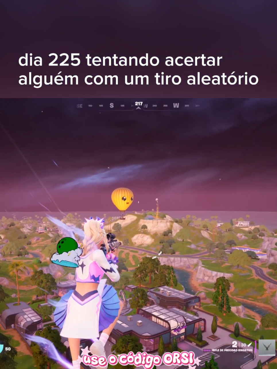 dia 225 tentando acertar alguém com um tiro aleatório no Fortnite! #fortnitebr #fortniteclips #fortnitememes #tiroaleatorio 