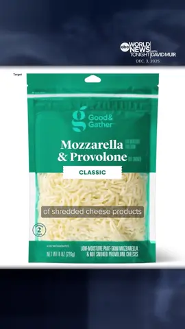 More than 250,000 cases of shredded cheese products sold at major retailers – including Aldi, Target and Walmart – have been recalled due to potential metal contamination. The products were sold across 31 states and Puerto Rico under different brands. David Muir reports. #WorldNewsTonight #DavidMuir #News #recall #cheese