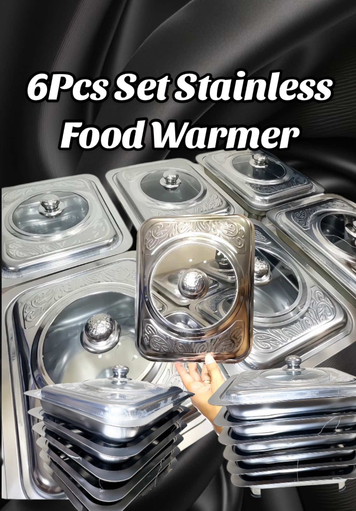 6pcs set Stainless food warmer / food tray pwedeng pwede sa negosyong ulam at sa kahit anong handaan sobrang ganda ng pagkagawa aluminum and stainless materials mura na ito kumpara sa iba. #foodtray #stainlessfoodtray #food #foodwarmer #stainlessfoodwarmer 