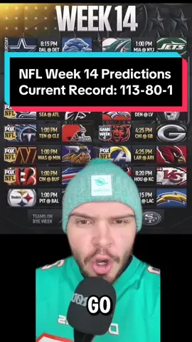 NFL Week 14 Predictions: Current Record: 113-80-1 #nfl #nflviral #nflfootball #predictions #nfltrending 