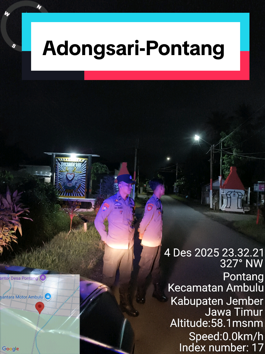 Polisi RW Aipda Eka Bhakti MP SH laksanakan kegiatan patroli rutin dini hari antisipasi potensi kejadian tindak pidana dan balap liar di perbatasan desa Andongsari - pontang  #polisirw #polisibaik #polisipenolong #ditbinmaspoldajatim #binmaspolresjember 
