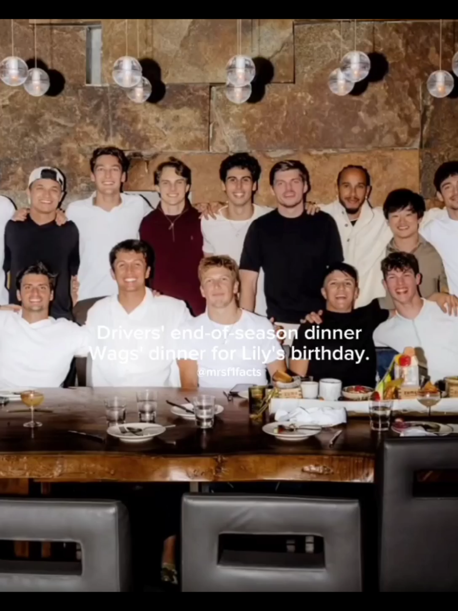 Drivers' end-of-season dinner vs Wags' dinner for Lily's birthday😭 • #oscarpiastri #lilyzniemer #f1 #charlesleclerc #fyp @U sure? @U sure? @U sure? 