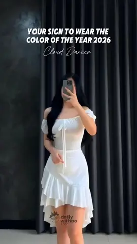 your sign to wear the color of the year 2026, pantone color cloud dancer #pantonecoloroftheyear #dress #clouddancer #newyearseveoutfit #2026 