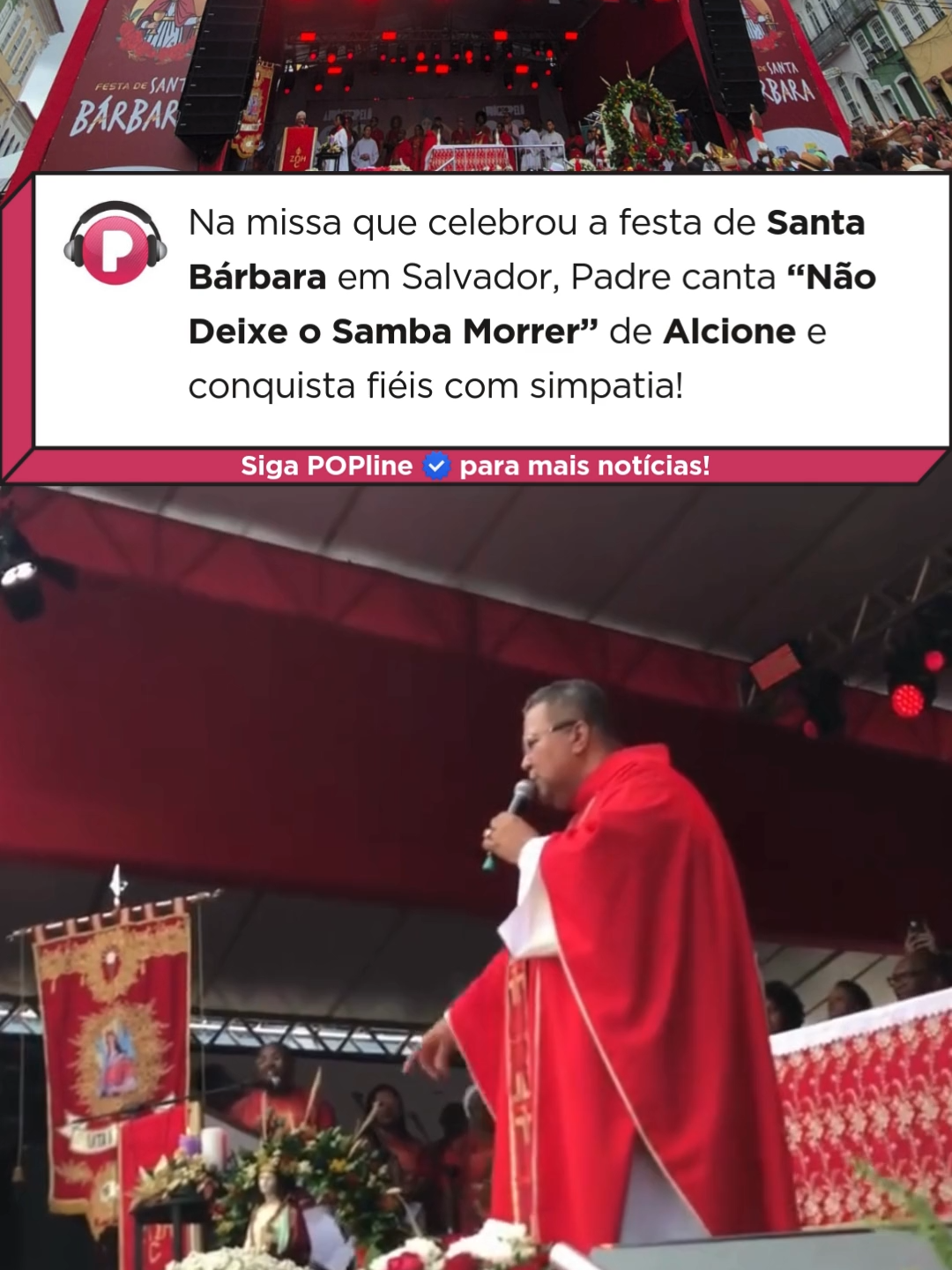 A missa que celebrou a Festa de Santa Bárbara nesta quinta-feira em Salvador deu o que falar! O festejo foi conduzido pelo Padre Lázaro, que encerrou convocando o público a cantar 