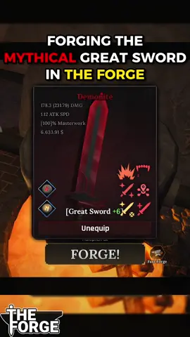 Forging The Mythical Great Sword in The Forge. #theforge #fyp #roblox #morke 