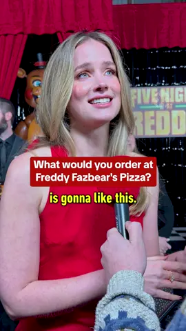 Five Nights at Freddy's 2 star Elizabeth Lail reveals her favorite pizza! Would you eat a slice? #fnaf2 #fnaf #fivenightsatfreddys #elizabethlail #vanessa #pizza #buffalo #ranch #food #ign #redcarpet #celebrity #interview