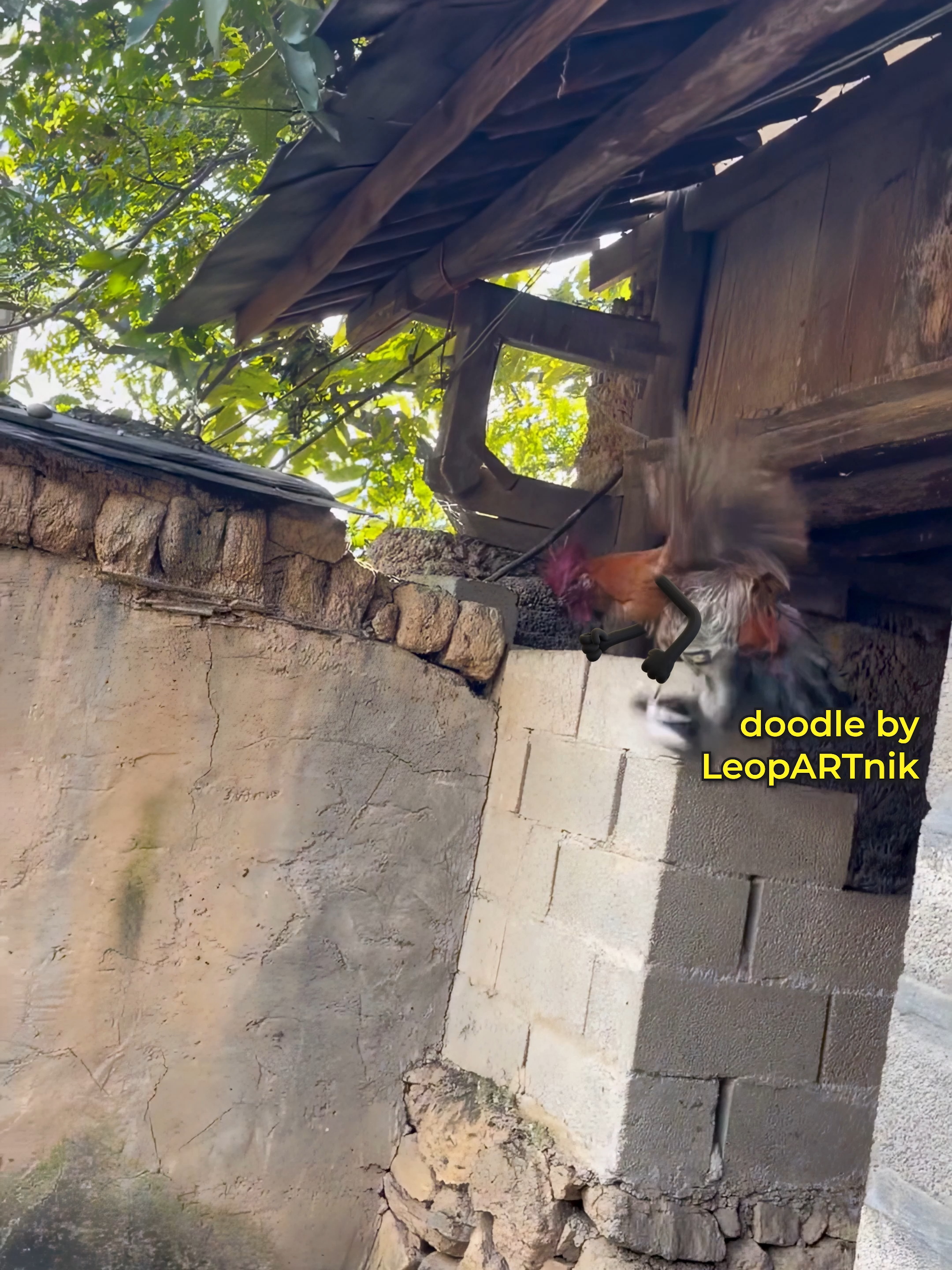 🐔🛣️CHICKENS CROSSING THE ROAD🛣️🐔 #throwback #leopartnik  Background video source: Douyin 1986Zhj (诗书达理之山人) Animation: #LeopARTnik