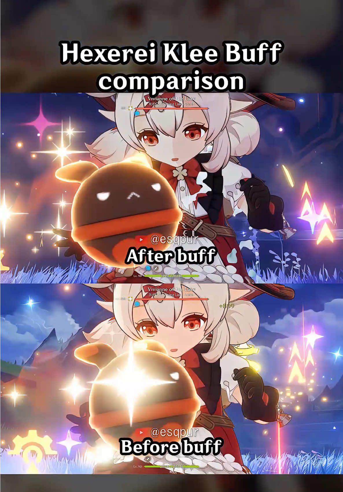 HEXEREI KLEE BUFF COMPARISON #GenshinImpact #hoyocreators #Klee