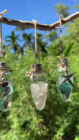 Some Sea Glass Christmas Ornaments I had so much fun making!! ✨🎄🎁  #sinceshorelyyours #sinceshorelyyoursxo #seaglasschristmasornaments #seaglasscrafts 