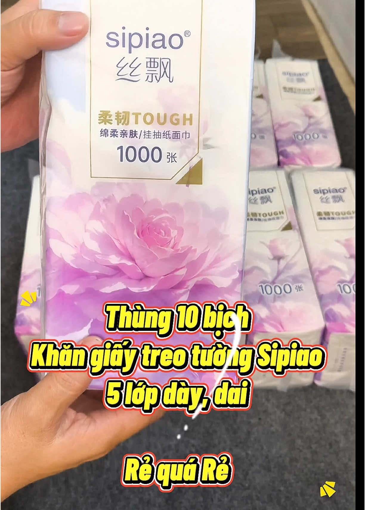 Combo 10 Gói Khăn Giấy Treo Tường Sipiao 4 Lớp Siêu Dai Mềm Mịn 1000 Tờ Tiện Lợi #sipiao #khangiaytreotuong #giayan #giayvesinh #noidiatrung