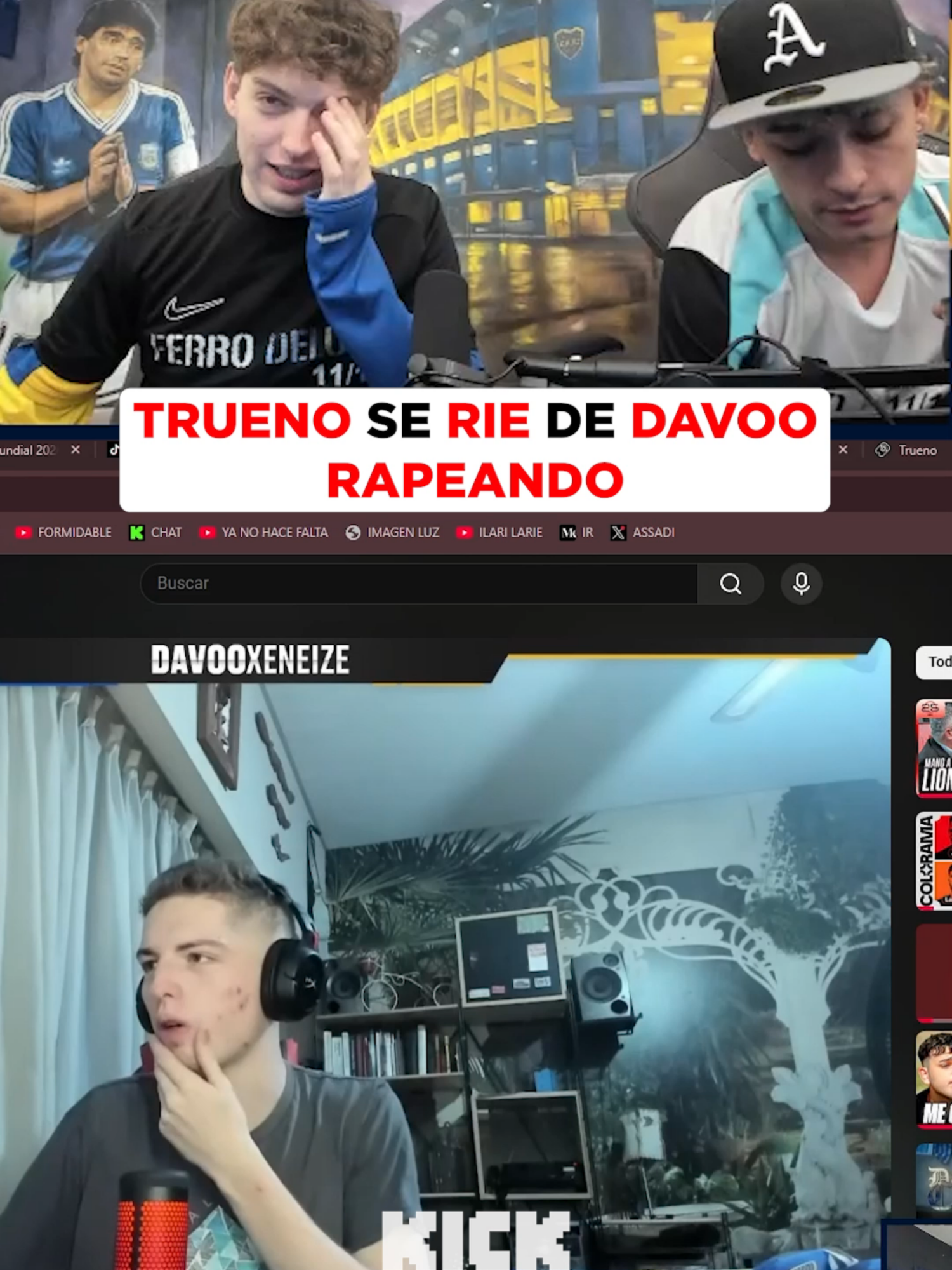 TRUENO SE RIE DE DAVOO RAPEANDO #argentina #trueno #davooxeneize #lacobraaa #bocajuniors #kick #twitch