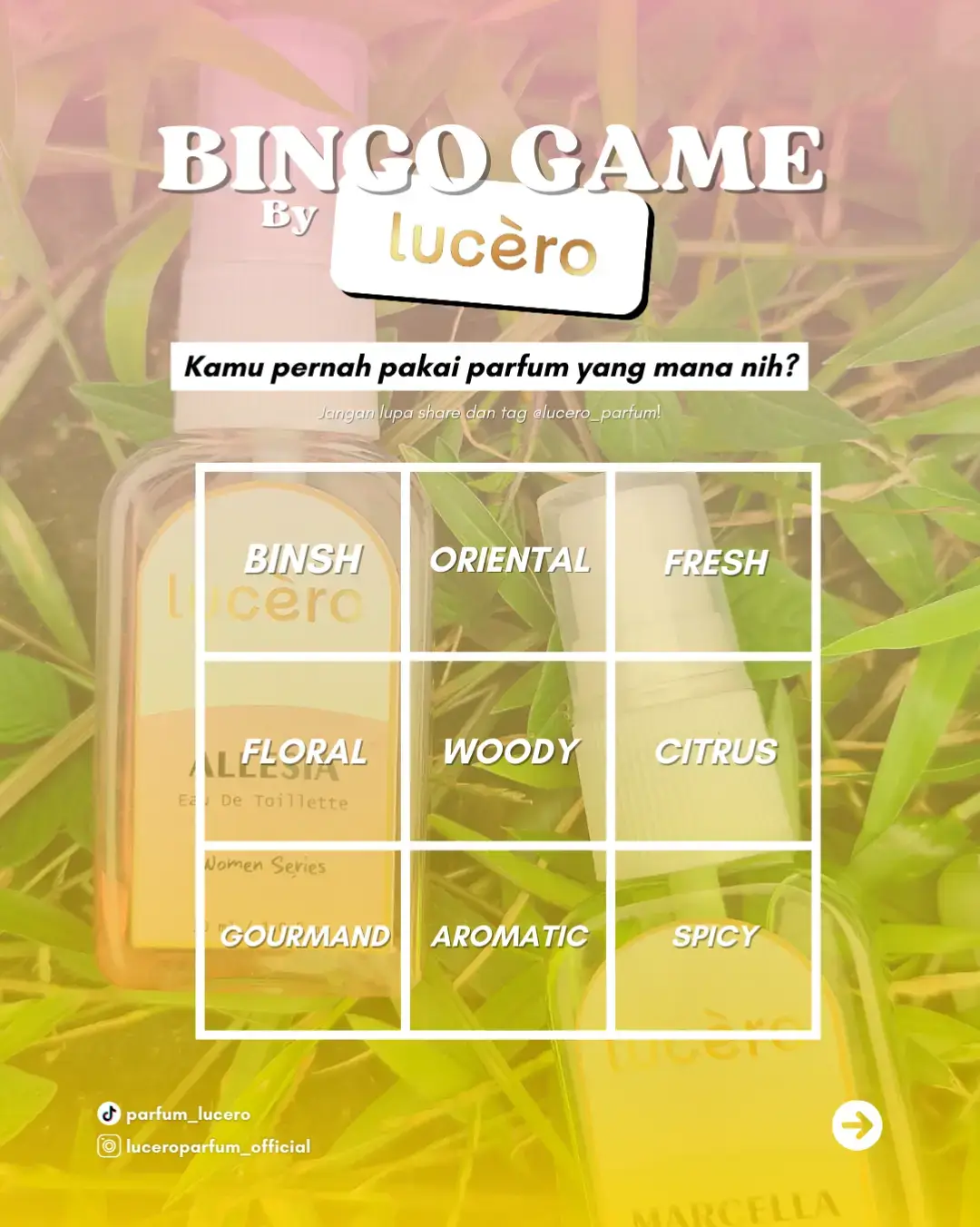 Kamu pernah punya parfum yang varian kayak apa nih? 😗 Jangan lupa share ke temen kamu biar ikutan 🫣 Yang punya hampir semua, nanti kita DM buat kasih 1 set parfum dari Lucero Parfum ☝🏻🎉 #parfumviral #parfum #luceroparfum #viral #fyp 